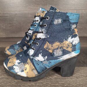 Women's Chunky High Heels Ankle Boots Party Shoes Zip Up Size 42